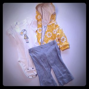 Three piece hoodie, pants and onesie. New. Never w